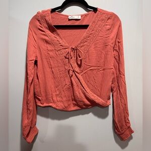 Hollister Coral Lace Detail Blouse